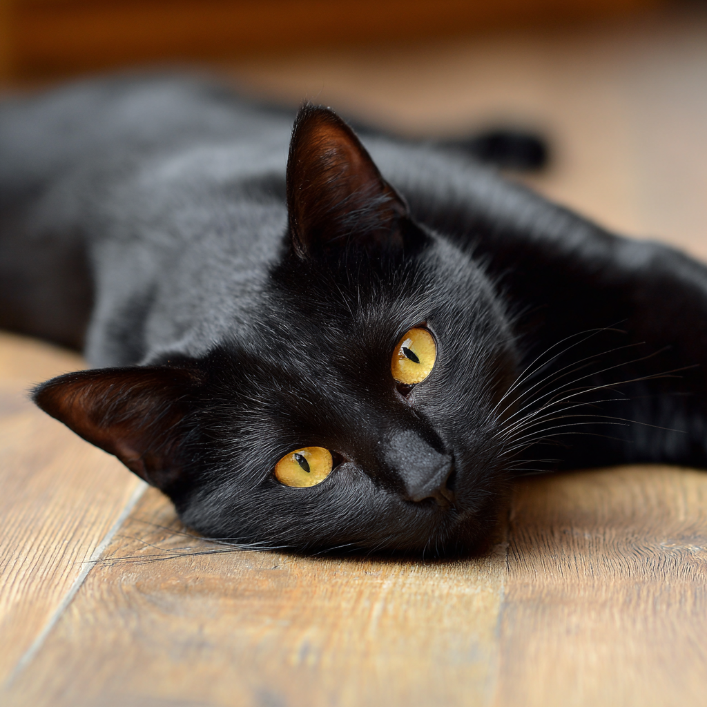 猫の膵炎の原因と症状を解説するイメージの黒猫