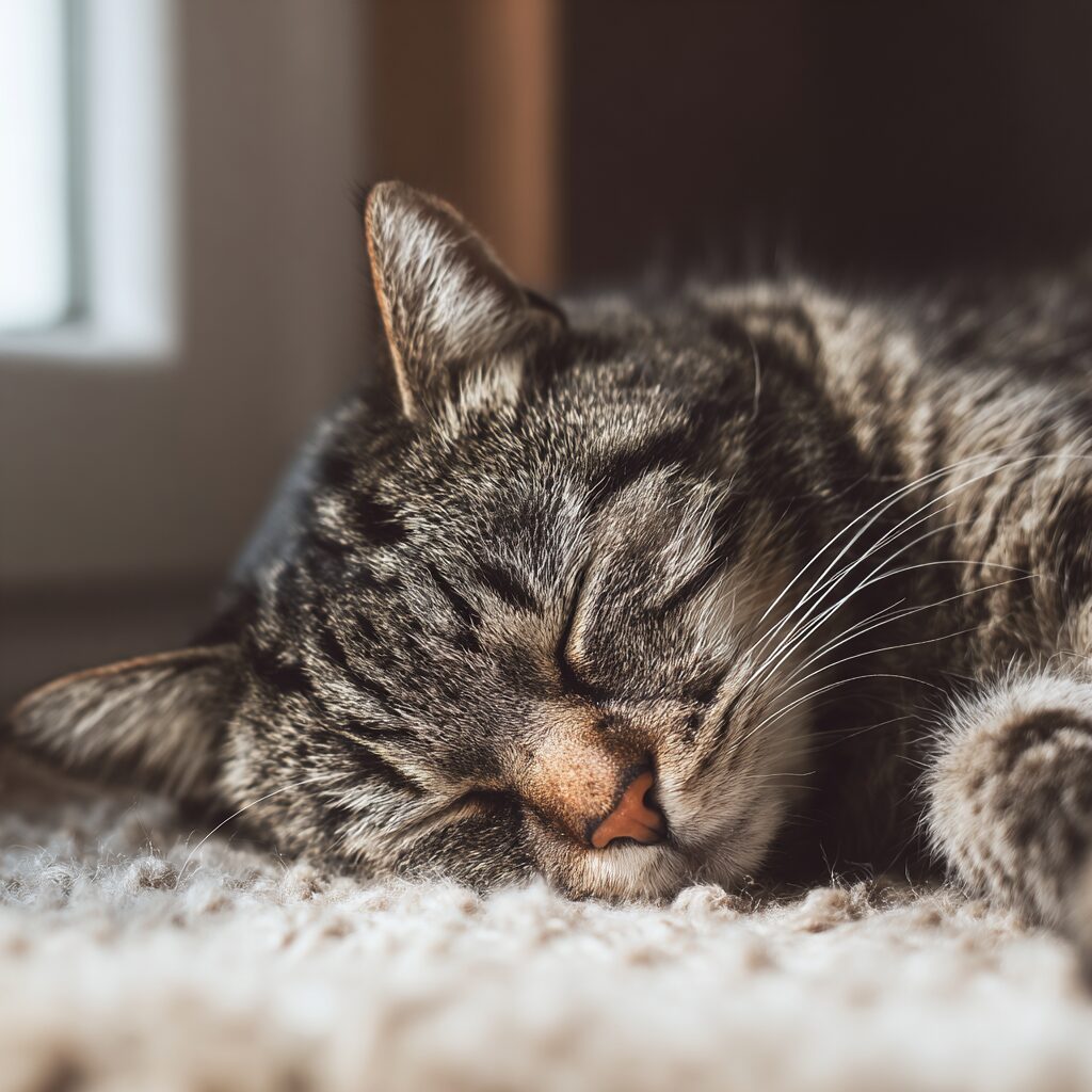 健康的な猫がくつろいでいる様子